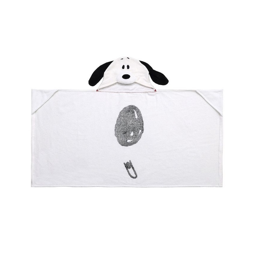 Peanuts Kids Hooded Snoopy Bath Wrap in White and Black